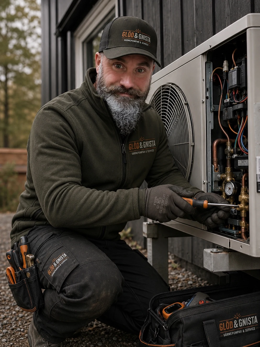 Martin Hallberg arbetar med värmepump, Glöd & Gnista AB